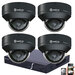 IP PoE 4MP Safire Smart camerabewakingssysteem met 4 donkergrijs dome camera's inclusief microfoon.