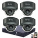 IP PoE 4MP netwerk UTP Safire Smart camerabewakingssysteem met 4 donkergrijs dome camera's.