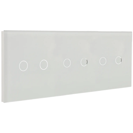 A-SMARTHOME Drievoudige Touch Schakelaar - 6 Knoppen - Wit Gehard Glas