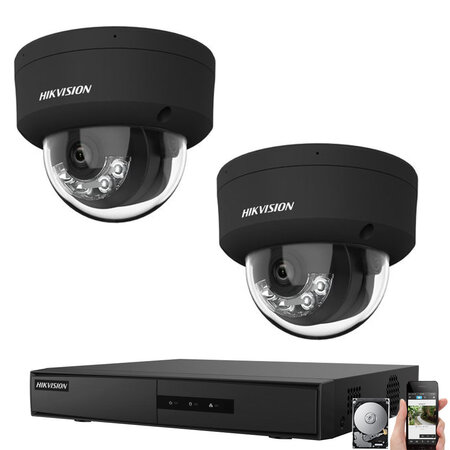 IP Hikvision PoE 4MP Zwarte camerabewaking 