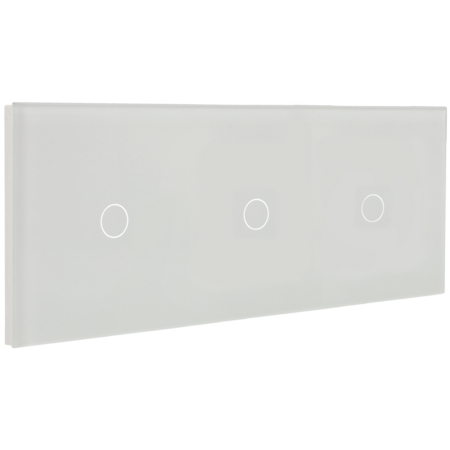 A-SMARTHOME Drievoudig Touch Schakelpaneel - 3 Knoppen - Wit Gehard Glas