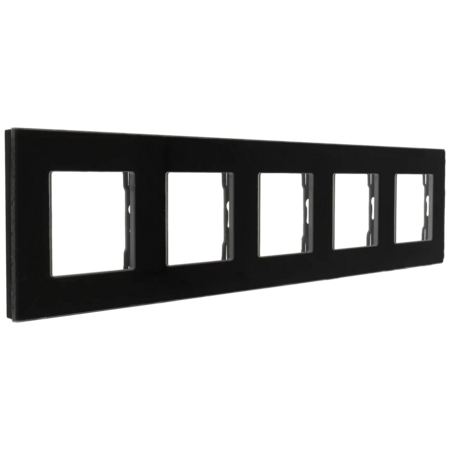 A-SMARTHOME 5-Voudig Afdekraam Zwart Gehard Glas 370x86mm