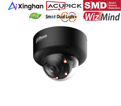 Dahua IPC-HDBW5859E1P-ZE-IL-2712-Black 8MP IP Dome Camera Zwart