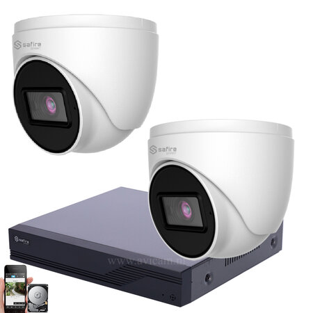 Safire Smart Camerabewakingsset met 2 Full HD Vandaalbestendige Dome Camera's