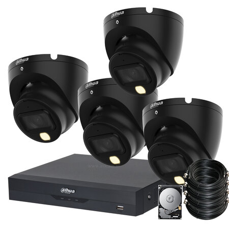 Dahua Camerabewaking Set met 4 Dome Camera's - 1080P Full HD met Nachtzicht