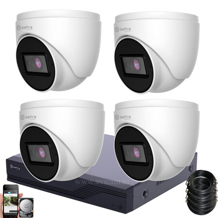 Safire Smart Camerabewaking Set 1080P - 4 Vandaalbestendige Dome Camera's