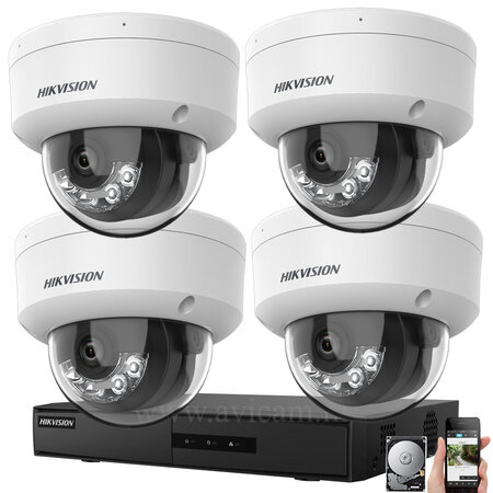 Hikvision Camerabewaking Set 8MP PoE - 4 Dome Camera's
