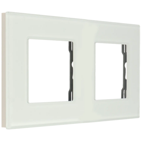 A-SMARTHOME Afdekraam 2-Voudig Gehard Glas Wit - A-FR157-2G-W