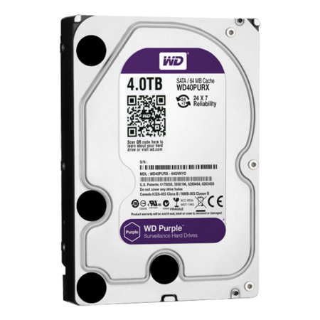WD Purple WD40PURX Interne Harde Schijf 4TB - 3.5 inch SATA voor Camerabewaking