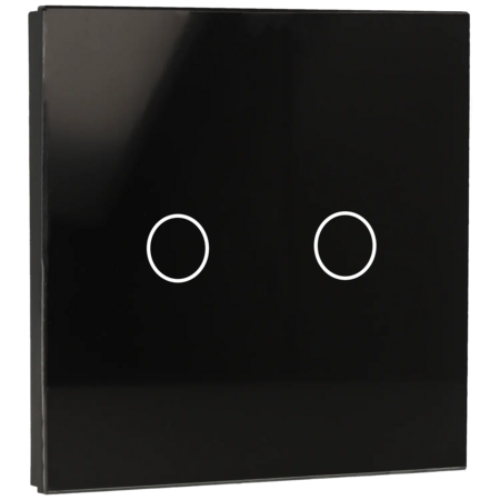 A-SMARTHOME Touch Wandschakelaar - 2-Voudig - Zwart Gehard Glas met LED