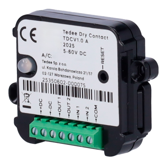 Tedee I/O Module - Ingang- en uitgangsmodule voor Tedee PRO en GO2