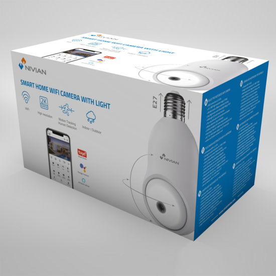 Nivian NVS-IPC-BULB1 E27 Fitting WiFi Camera - 3MP 2K IP-Bewakingscamera