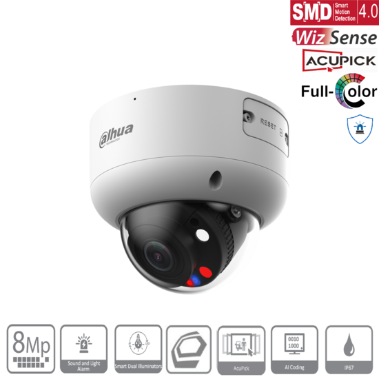 Dahua IPC-HDBW3849R1P-ZAS-PV-27135-S5 8MP 4K TiOC Dome Camera