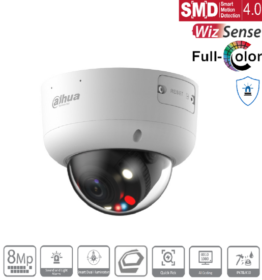 Dahua IPC-HDBW3849R1P-ZAS-PV-27135-S5 8MP 4K TiOC Dome Camera