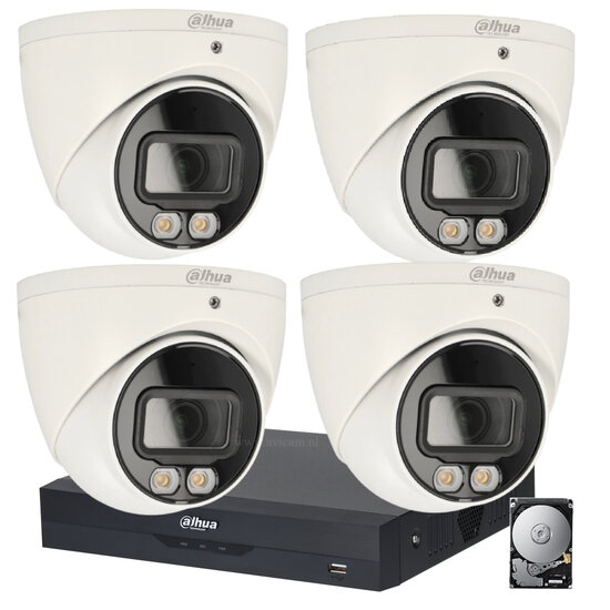 Dahua Camerabewaking Set 2MP Full HD - 4 Coax Camera's met Microfoon voor Buiten