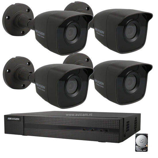 Hikvision Camerabewaking Set met 4 Full HD Coax Bullet Camera's voor Buiten