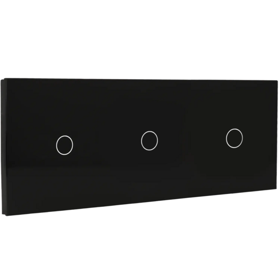 A-SMARTHOME Drievoudig Touch Schakelpaneel - 3 Knoppen - Zwart Gehard Glas
