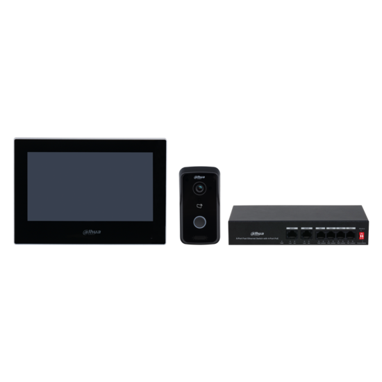 Dahua Video Intercom Set met 7 inch Monitor en PoE Switch - IP Beveiliging