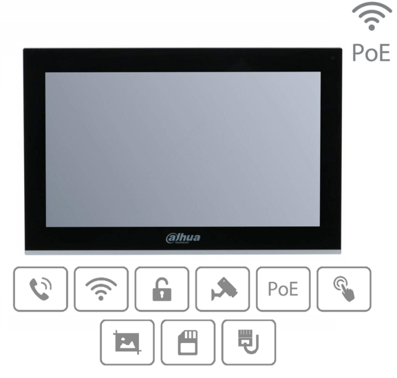 Dahua VTH5341G-W Monitor - 10 inch Touchscreen met PoE en Wifi