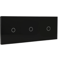 A-SMARTHOME Drievoudig Touch Schakelpaneel - 3 Knoppen - Zwart Gehard Glas