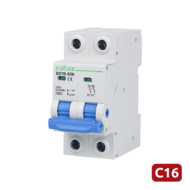 Stroomonderbreker Ebasee 16A 2-polig met C-curve voor DIN-rail