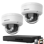 Hikvision IP Camerabewaking Set 8MP PoE met 2 Dome Camera's