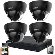 Dahua IP Beveiligingscamera Set 8MP WizSense - 4 Zwarte Starlight Dome Camera's