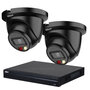 Dahua zwarte 5MP camerasysteem met 2 Dual Light Wizsense Turret PoE IP camera's
