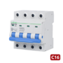 Stroomonderbreker 16A Ebasee, 4-polig C-curve voor DIN-rail