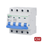 Stroomonderbreker Ebasee 32A 4-polig, C-curve voor DIN-rail