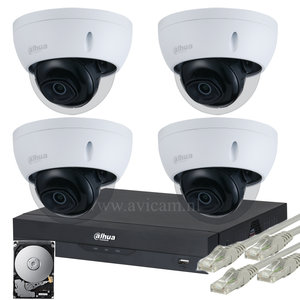 Dahua Starlight 2MP IP PoE FULL HD camerabewakingssysteem 4 dome camera's. Dahua Starlight 2MP IP PoE FULL HD camerabewakingssysteem 4 dome camera's.