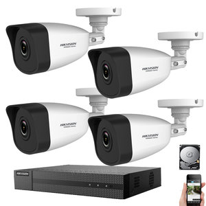 IP Hikvision PoE 4MP full hd camerabewaking Set met 4 bullet buiten camera's, nvr inclusief 1Tb harde schijf. IP Hikvision PoE 4MP full hd camerabewaking Set met 4 bullet buiten camera's, nvr inclusief 1Tb harde schijf.