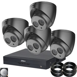 Dahua 2MP camerabewakingssysteem met 4 antraciet zwarte camera's inclusief microfoon. Dahua 2MP camerabewakingssysteem met 4 antraciet zwarte camera's inclusief microfoon.