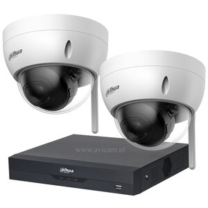 Draadloze bewakingscamera set van Dahua met 2 Starlight Dome camera's. Draadloze bewakingscamera set van Dahua met 2 Starlight Dome camera's.