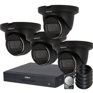 Dahua Starlight camerabeveiliging set met 4 HD-CVI zwarte dome camera's. Dahua Starlight camerabeveiliging set met 4 HD-CVI zwarte dome camera's.