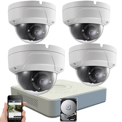 Draadloos WIFI IP camerabewaking met 4 FULL HD vandaalbestendige camera's