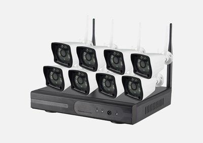 Draadloos WIFI IP camerasysteem 8 x 2MP 1080P IP camera's, NVR met Wifi Router.