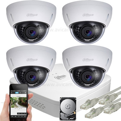Dahua 5MP IP PoE dome camerabewakingssysteem FULL HD 4 camera's.