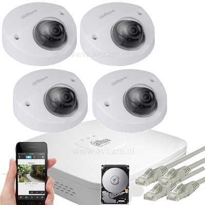Dahua 4MP IP PoE camerabewakingssysteem Ultra HD 4 camera's.