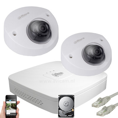 Dahua 4MP PoE camerabewakingssysteem IP Ultra HD 2 camera's. (UITVERKOCHT!)