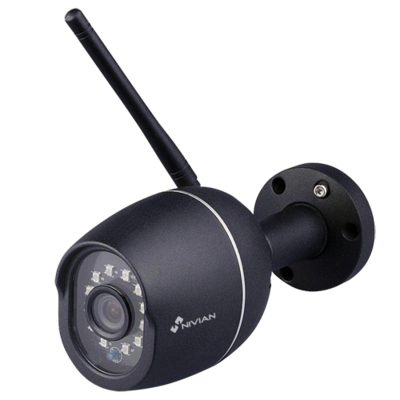 Nivian NVS-IPC-01 buiten WIFI IP camera FULL HD met microfoon, speaker, MicroSD slot.