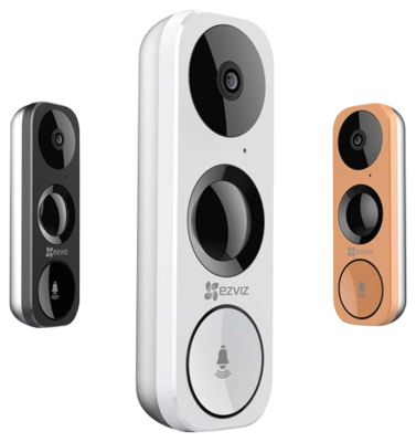 DB1 Ezviz 3MP WiFi slimme video deurbel met microfoon, speaker, PIR detectie en app.