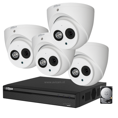 Dahua 2MP camerabewakingssysteem FULL HD 4 camera's incl. microfoon.