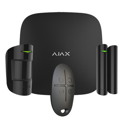 Ajax Hubkit-B alarmsysteem starterskit met hub, draadloze deursensor, bewegingsmelder en afstandsbediening.