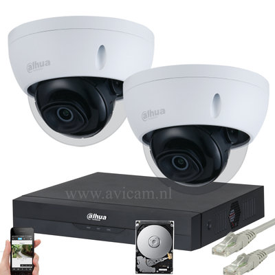Dahua Starlight 5MP IP PoE camerasysteem Full HD met 2 camera's.