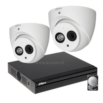 Dahua 2MP camerabewakingssysteem FULL HD 2 camera's incl. microfoon.
