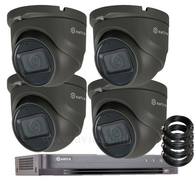 Beveiligingscamera set 5MP Safire buiten mini dome camera's, dvr, harde schijf en coax kabels.
