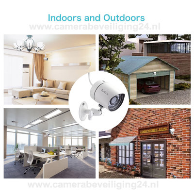 IP SPoE HD buiten camerasysteem Funlux FS-1004-W-1TB met netwerkkabel aansluiting.