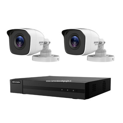 Hikvision Turbo HD camerabewaking set met 2 EXIR bullet outdoor camera's.