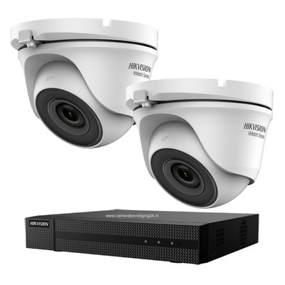 Hikvision Turbo HD camerabeveiliging set met 2 EXIR dome indoor /outdoor beveiligingscamera's.